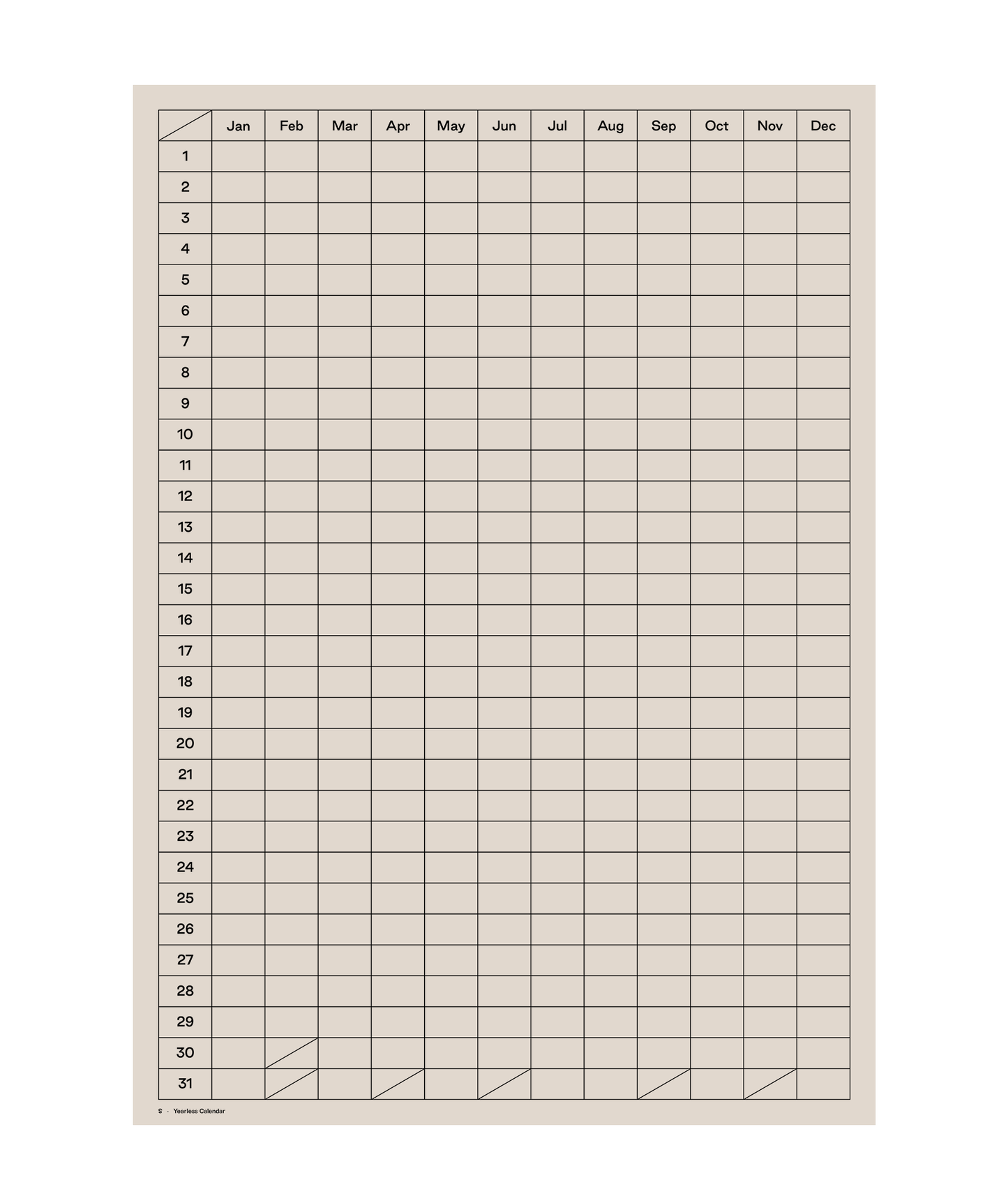 Yearless Calendar Naturel