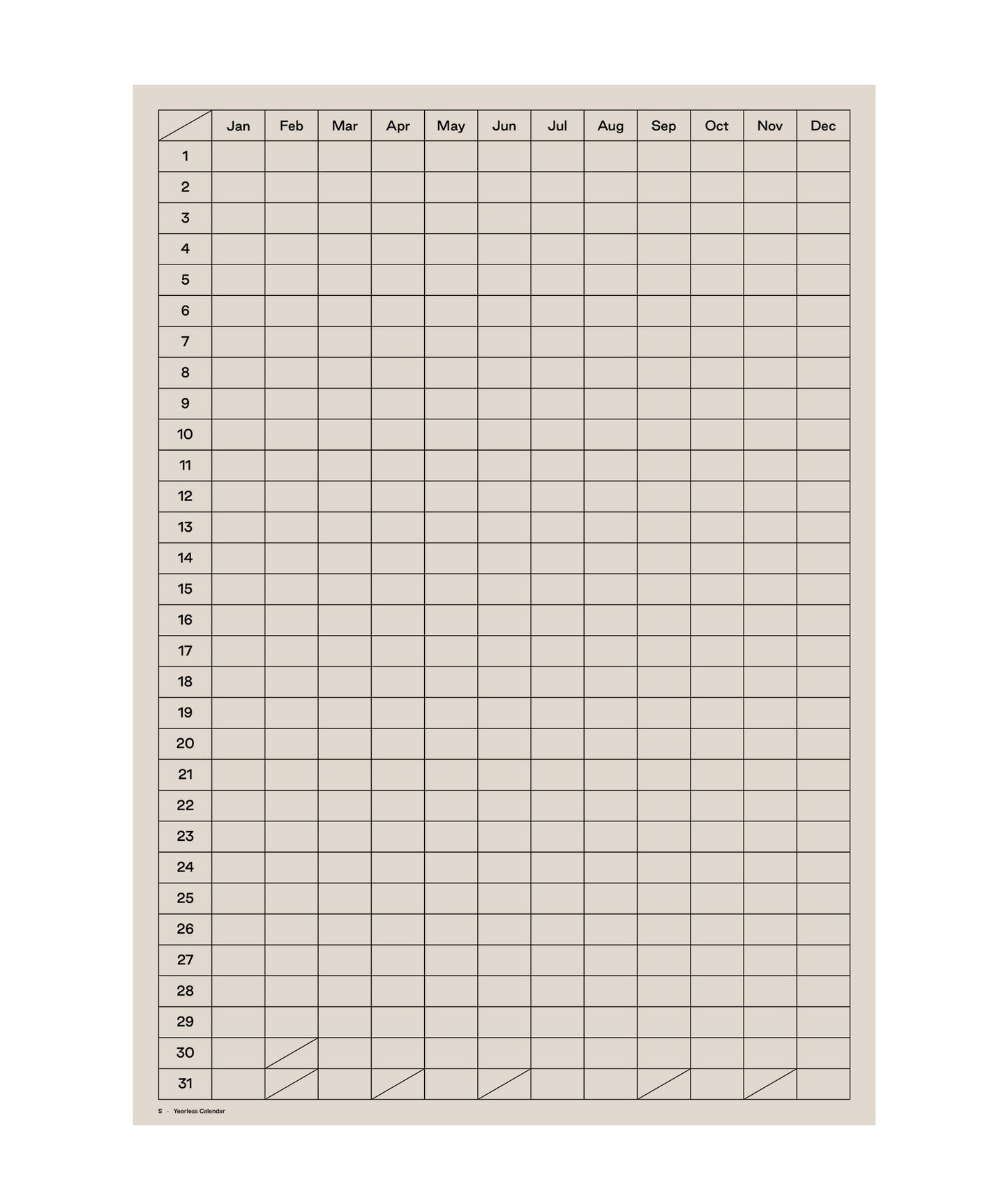 Yearless Calendar (Naturel)