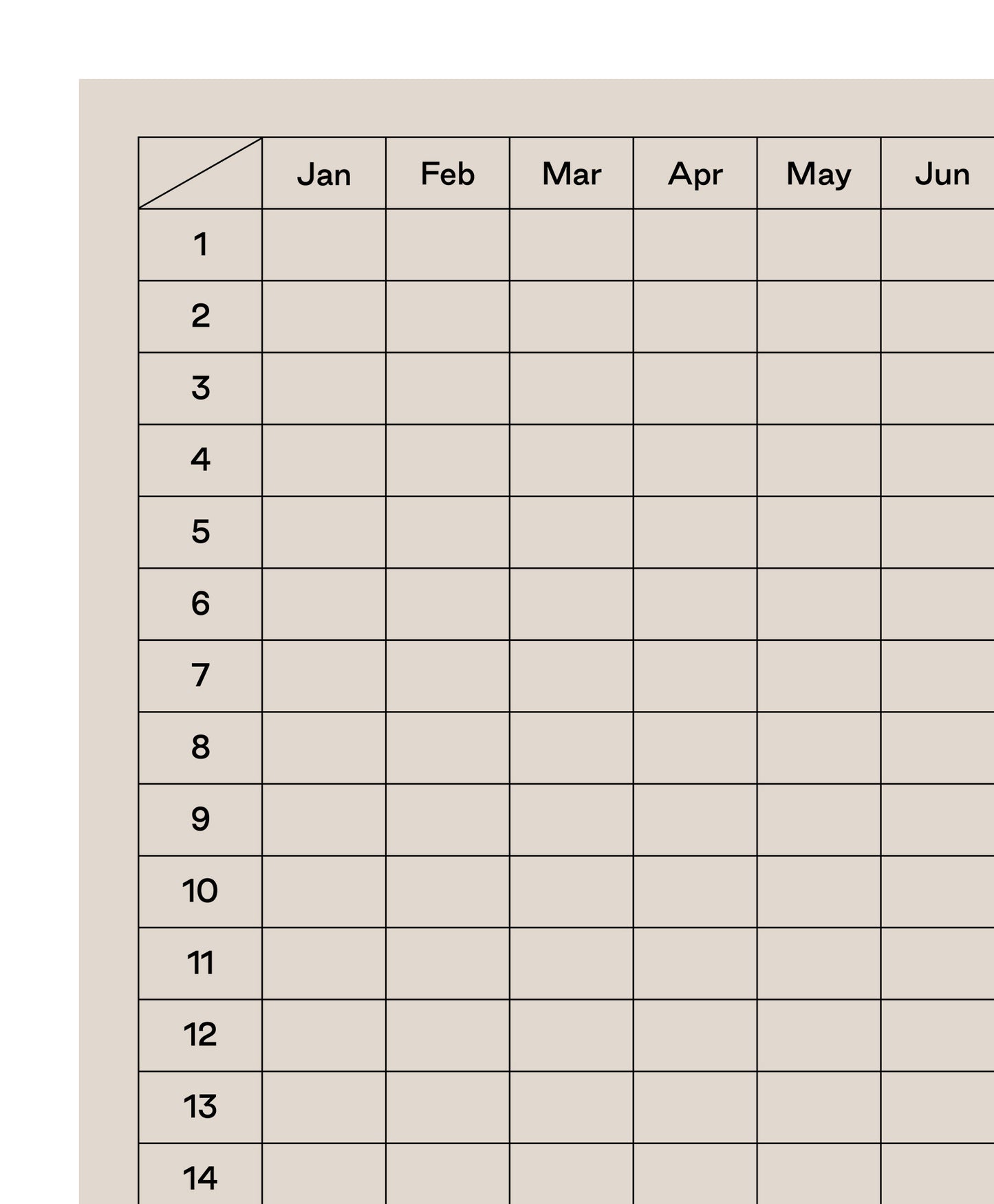 Yearless Calendar (Naturel)